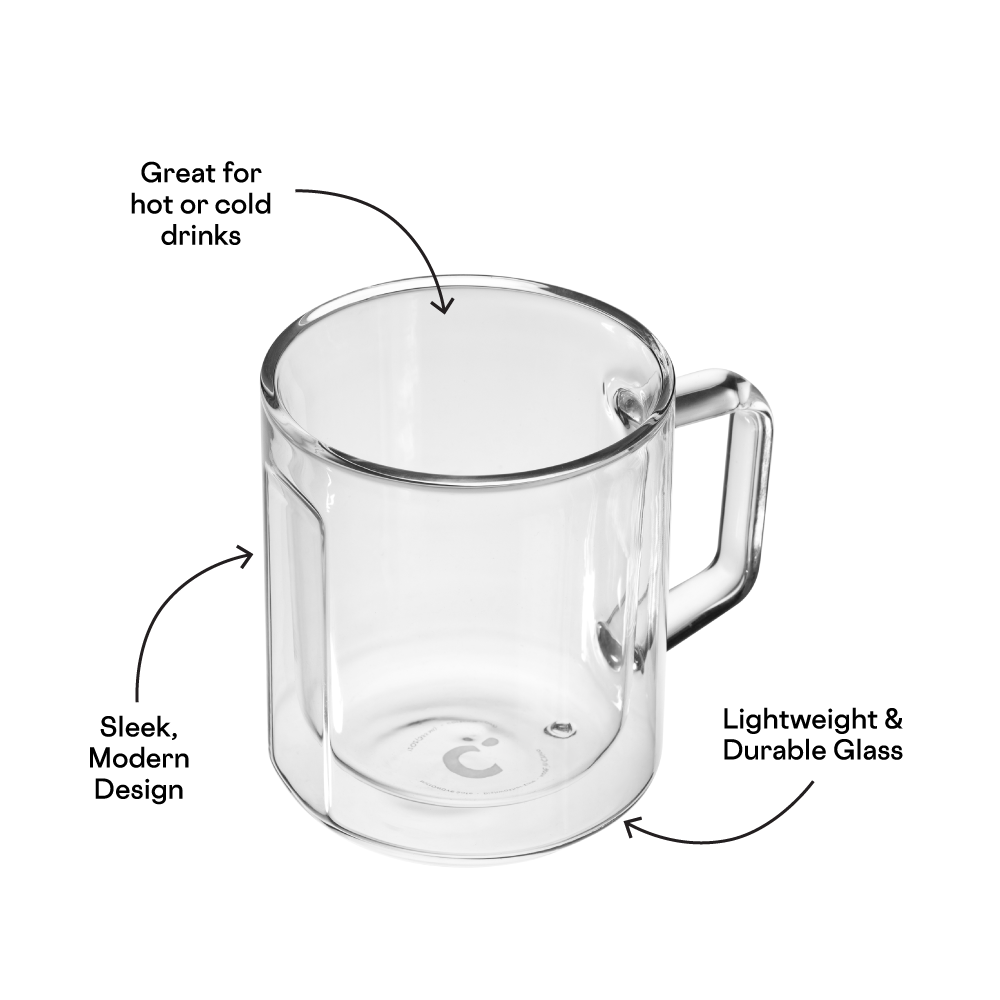 CORKCICLE - Glass Mug - 12oz Double Pack - Clear
