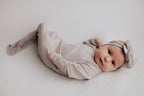 Three Little Tots - Harbor Mist Taupe Knotted Gown
