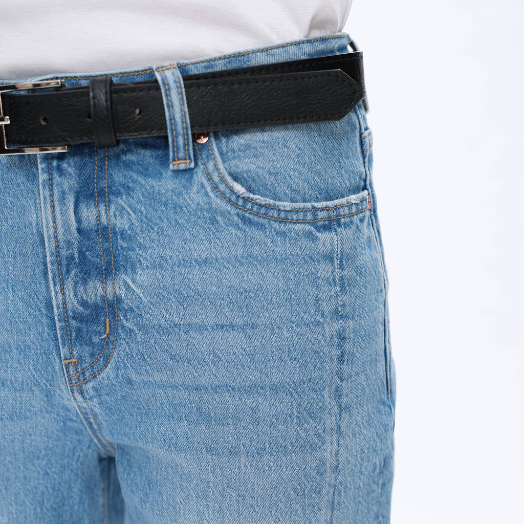 BAYEAS - HIGH RISE RELAXED STRAIGHT DENIM WITH RAW HEM