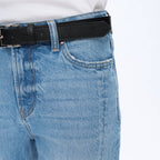 BAYEAS - HIGH RISE RELAXED STRAIGHT DENIM WITH RAW HEM