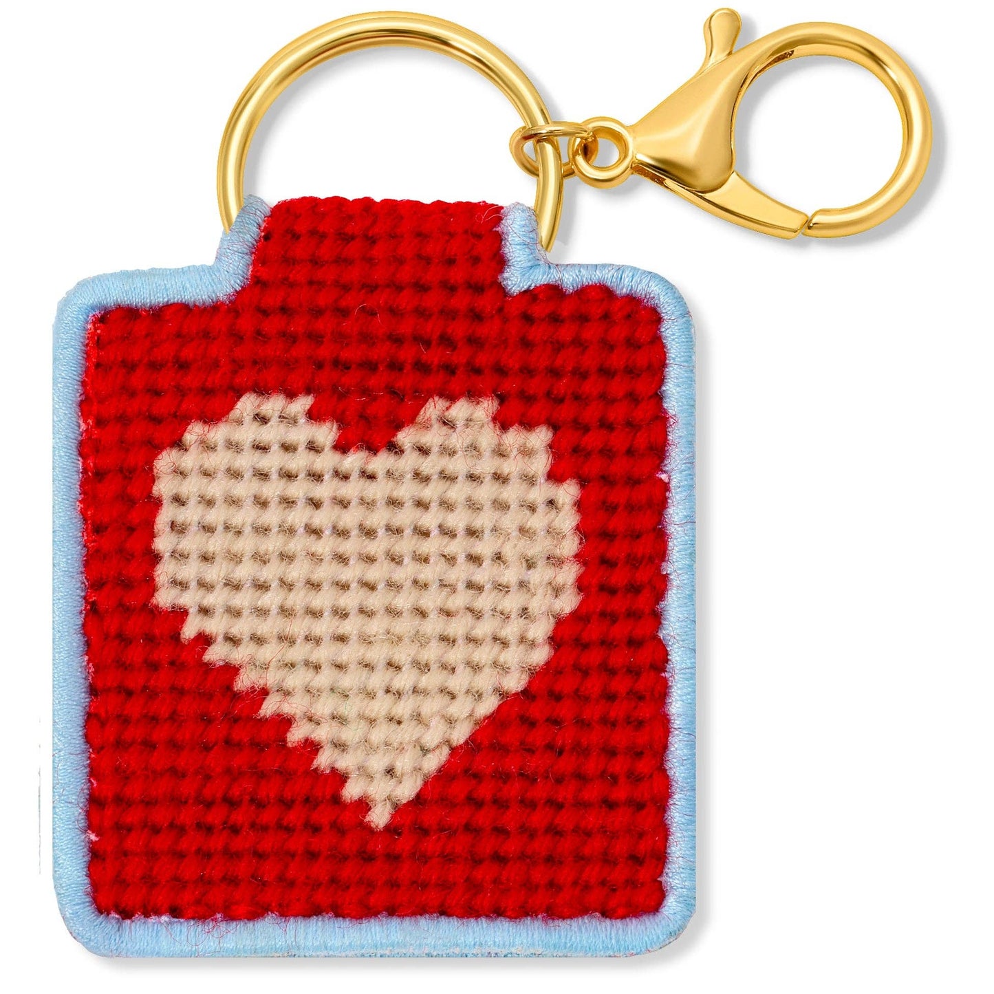 Lucky Feather - Needlepoint Keychain Kit - Heart