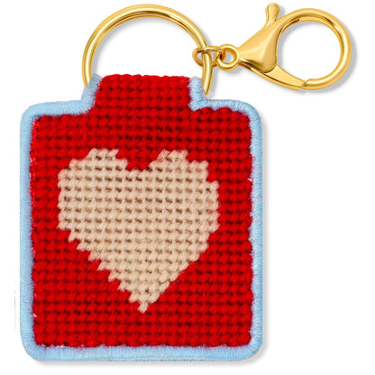 Lucky Feather - Needlepoint Keychain Kit - Heart