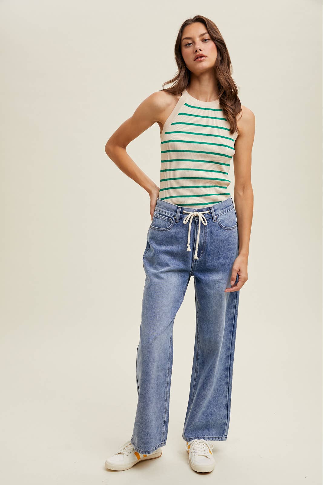 Wishlist Apparel - STRIPED HIGH NECK SWEATER TANK