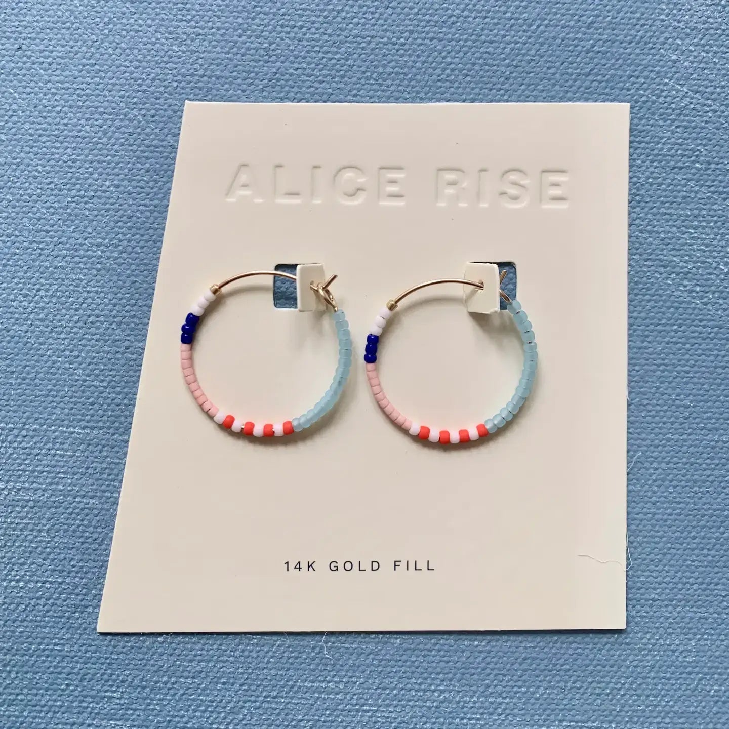 Alice Rise - Little single note beaded hoops, turquoise