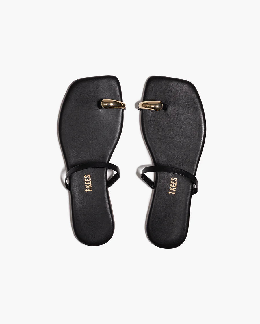 tkees Colette Leather Sandal - Sable (Black)