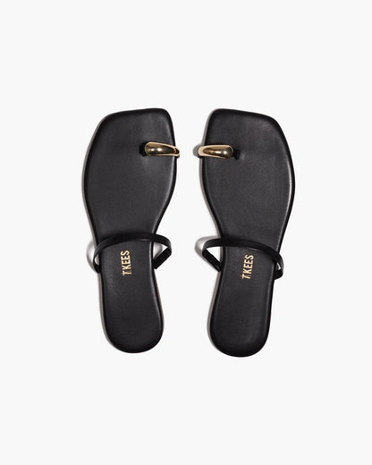 tkees Colette Leather Sandal - Sable (Black)