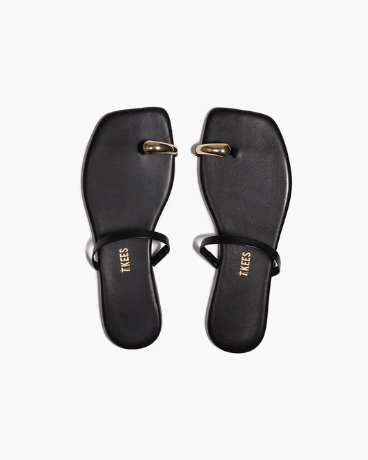 tkees Colette Leather Sandal - Sable (Black)