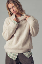 Urban Daizy - Relaxed Waffle Knit High Neck Sweater