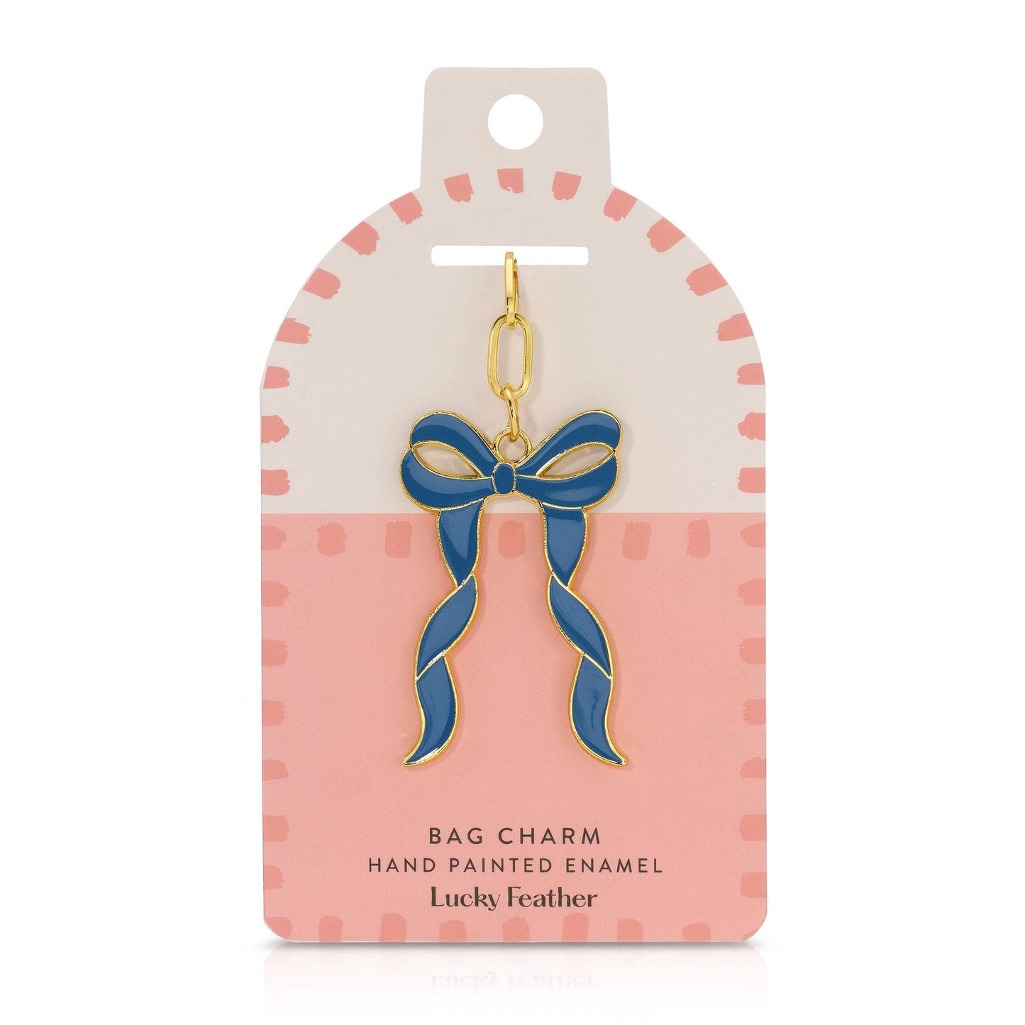 Lucky Feather - Enamel Bag Charm - Bow