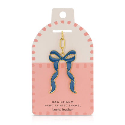 Lucky Feather - Enamel Bag Charm - Bow
