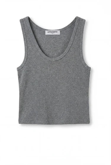 perfectwhitetee blondie rib tank - dark heather grey