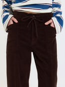 Daze Villa Drawstring Barrel Leg Pants - Chocolate