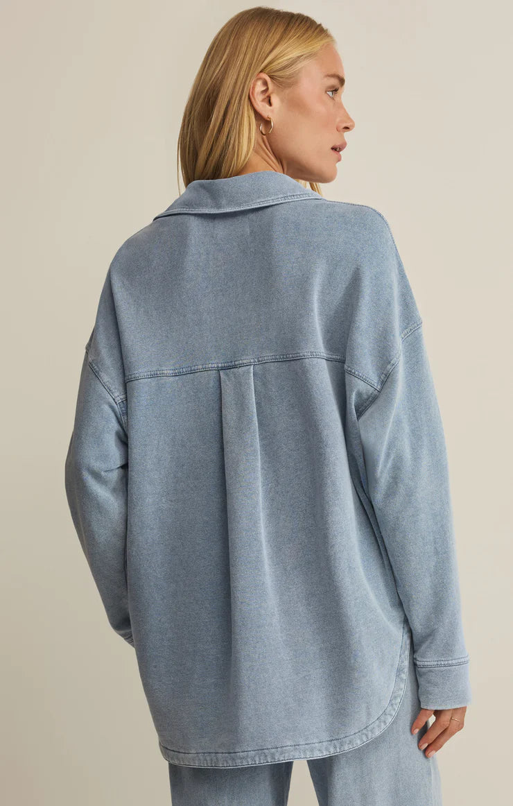 Z Supply All Day Knit Denim Jacket - Ocean Air Indigo
