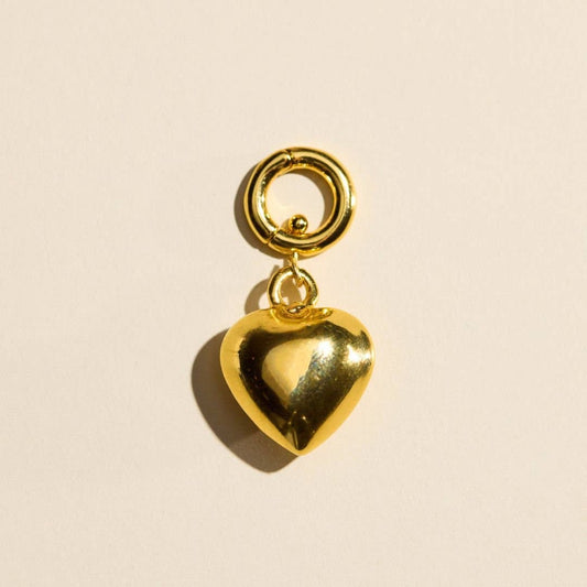 Nickel and Suede - Gold Puffy Heart Charm
