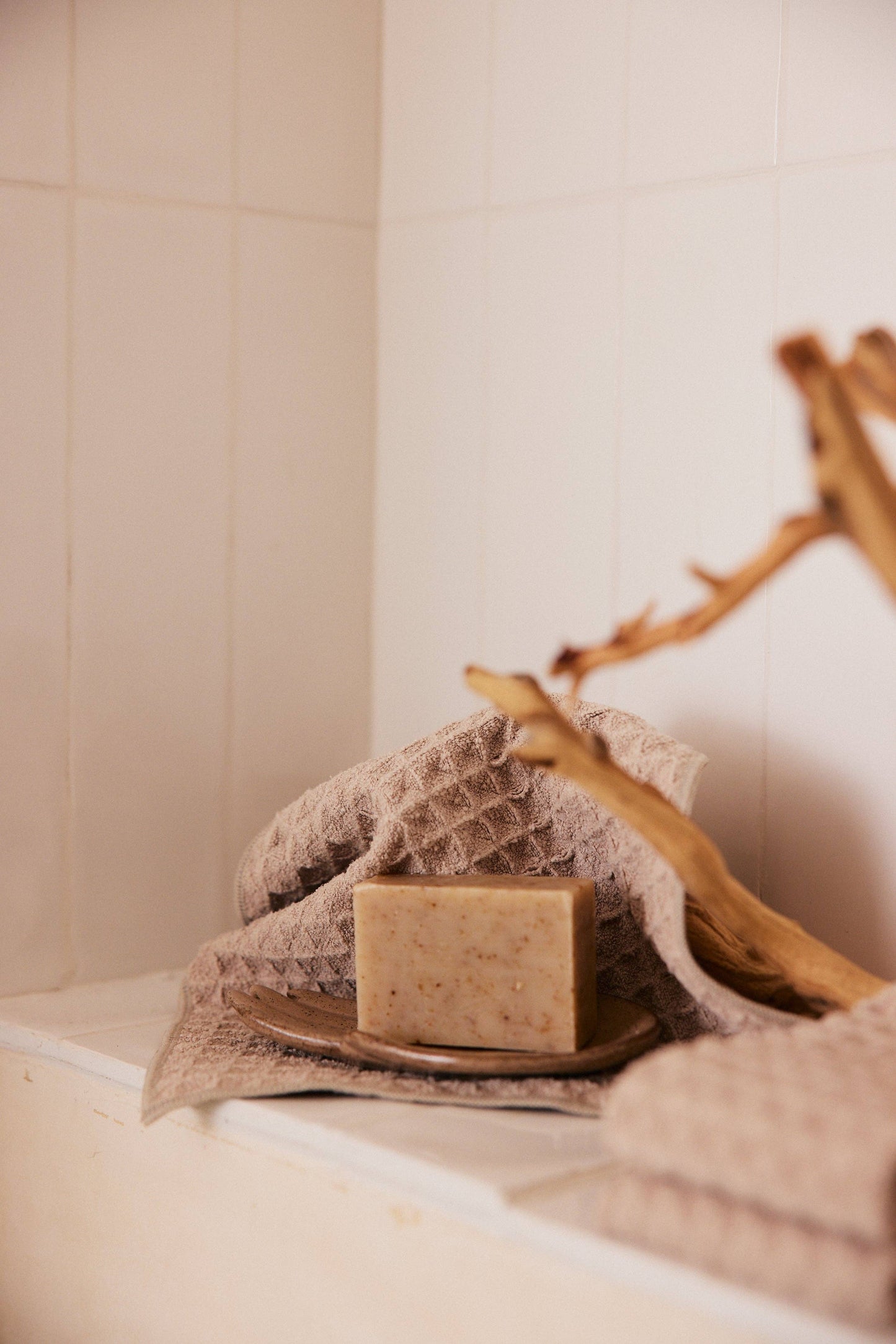 Geometry - Taupe Waffle Washcloth Set