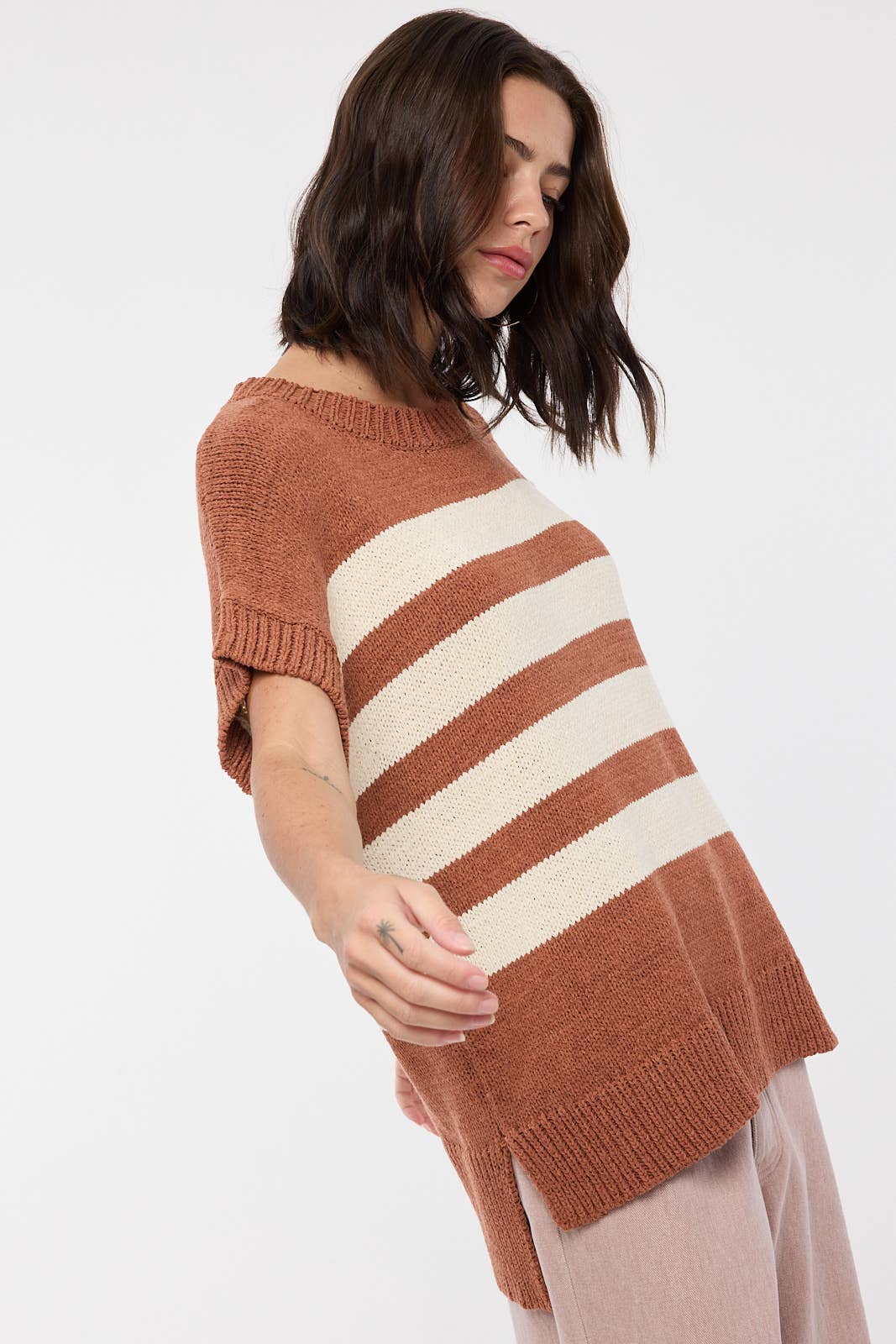 Wishlist Apparel - STRIPED DROP SHOULDER SWEATER TOP