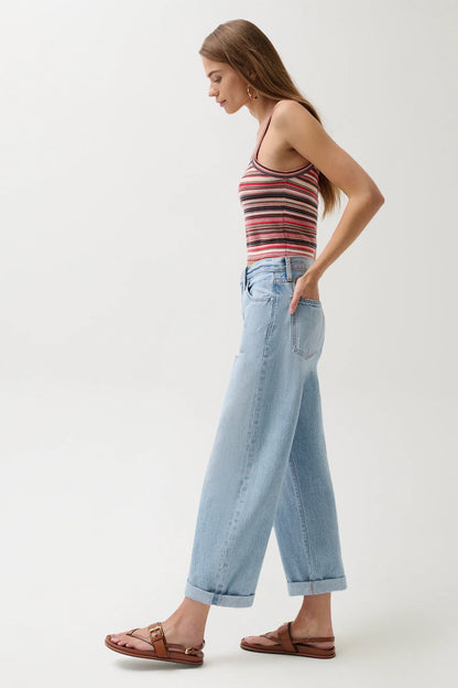 Pistola Donny Rolled Hem Boyfriend Jeans - Old Blues