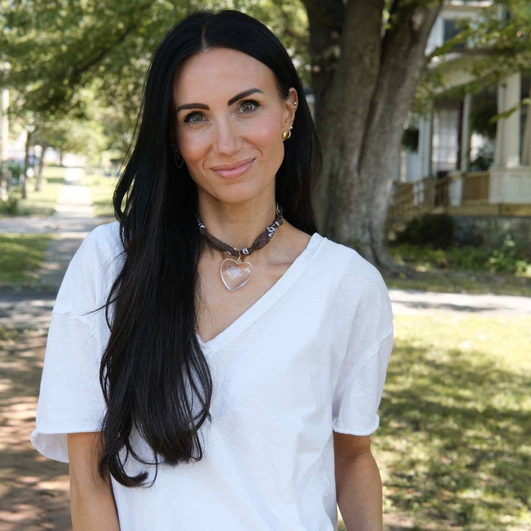 Nickel and Suede - Brown Bandana Necklace - Gold Sunburst