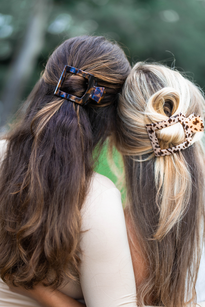 TELETIES - Square Flat Hair Clip | Medium | Tortoise