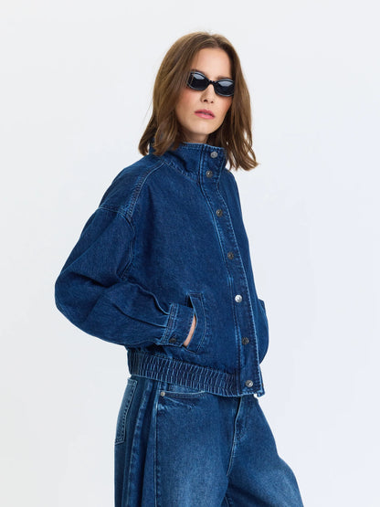 Daze Phantom Funnel Neck Denim Jacket - Rush