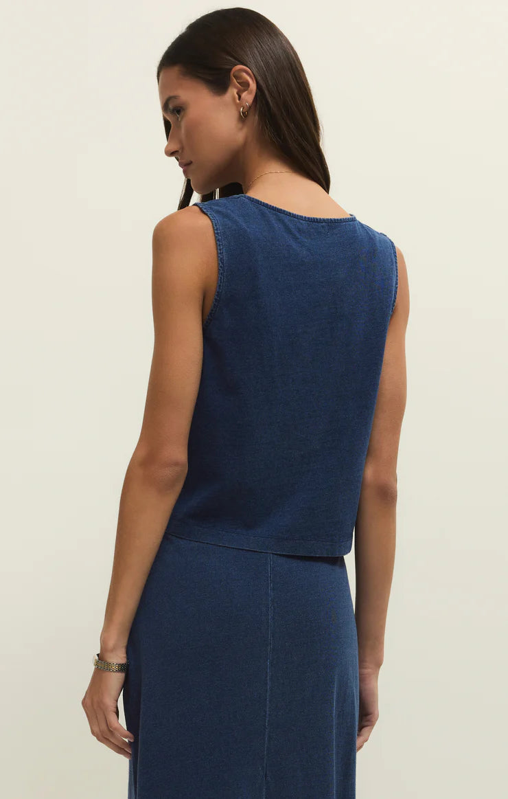 Z Supply Noelle Jersey Denim Knit Top