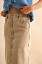 MIOU MUSE - BUTTON FRONT WASHED SKIRT