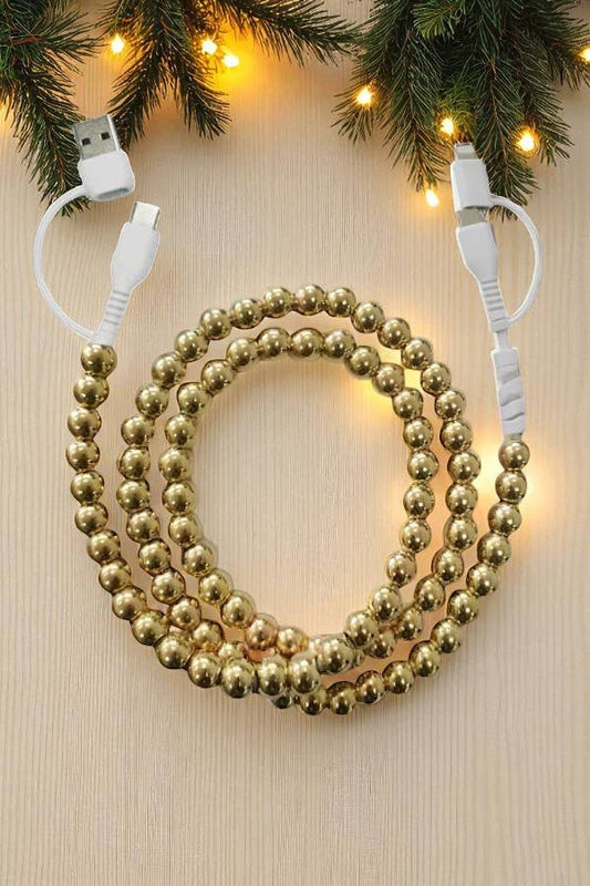 Nash Grey - Updated Gold Beaded Cord Phone Charger