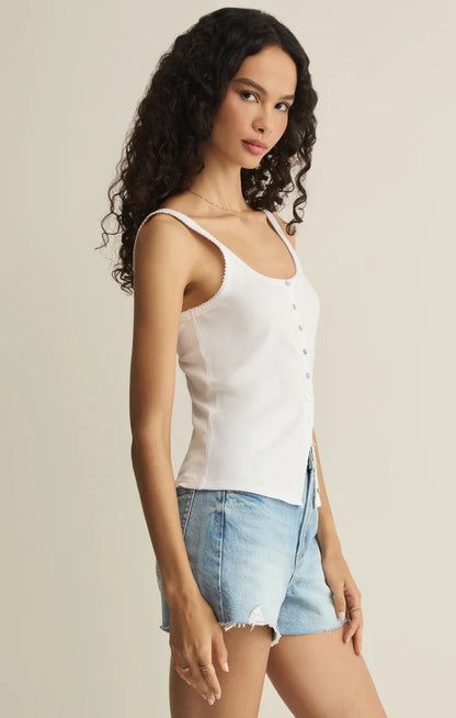 Z Supply Niko Scallop Rib Tank Top - White
