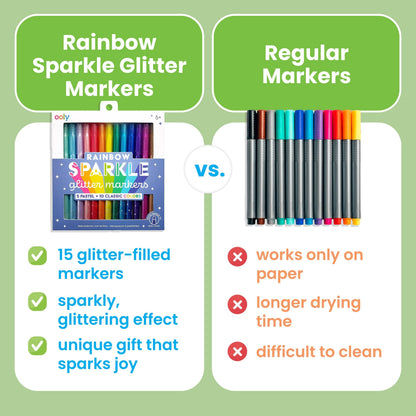 OOLY - Rainbow Sparkle Glitter Markers - Set of 15