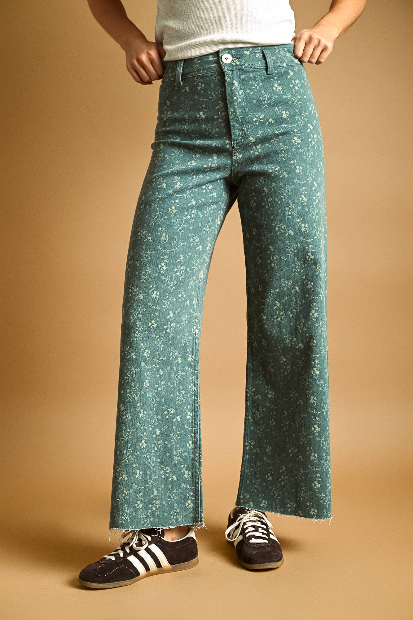 Tessa Floral Print Pants - Toasted Vanilla