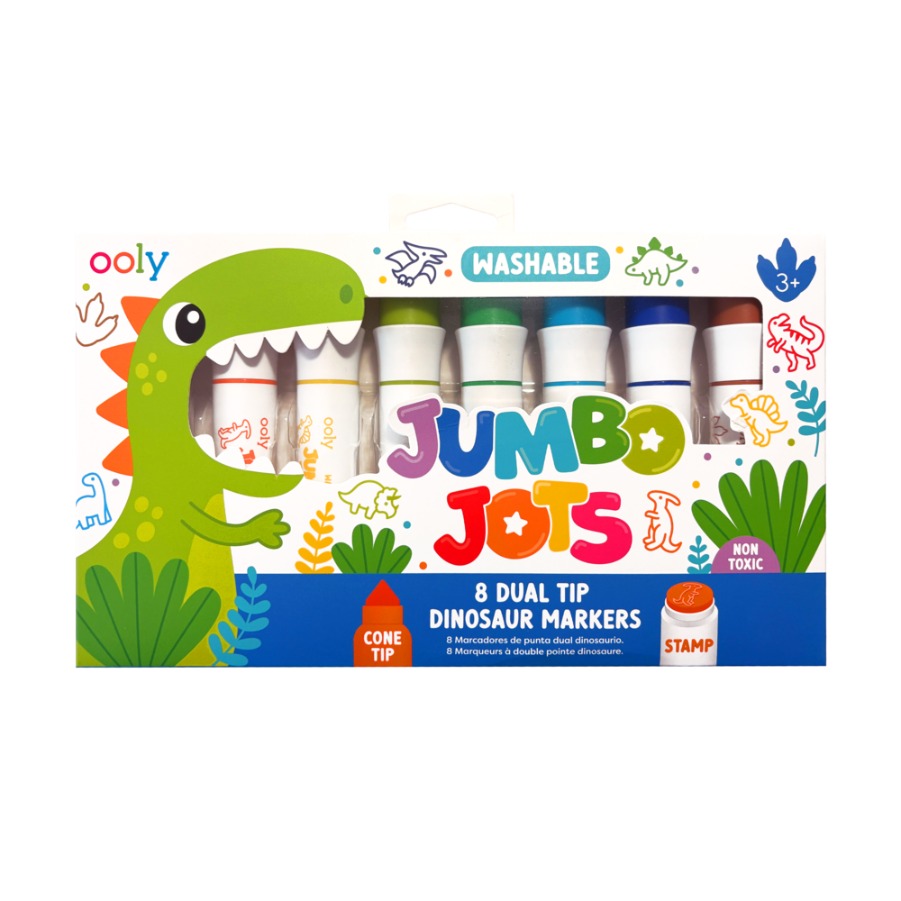 OOLY - Jumbo Jots Dual Tip Dinosaur Stamp Markers - Set of 8