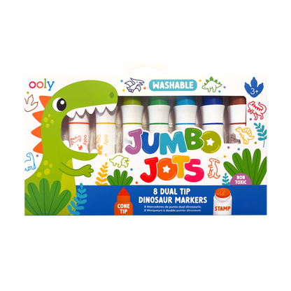 OOLY - Jumbo Jots Dual Tip Dinosaur Stamp Markers - Set of 8