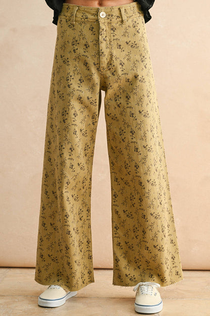 Tessa Floral Print Pants - Toasted Vanilla