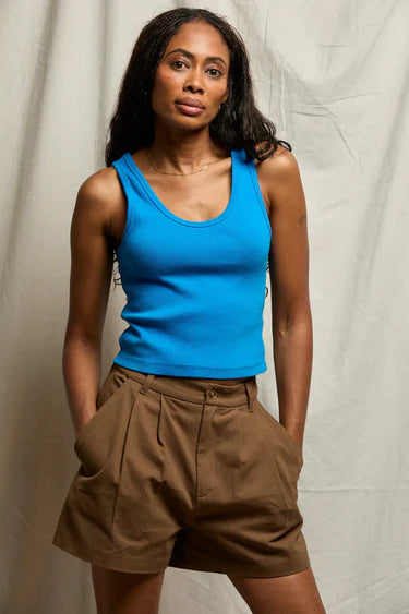 perfectwhitetee - blondie rib tank -  cobalt blue