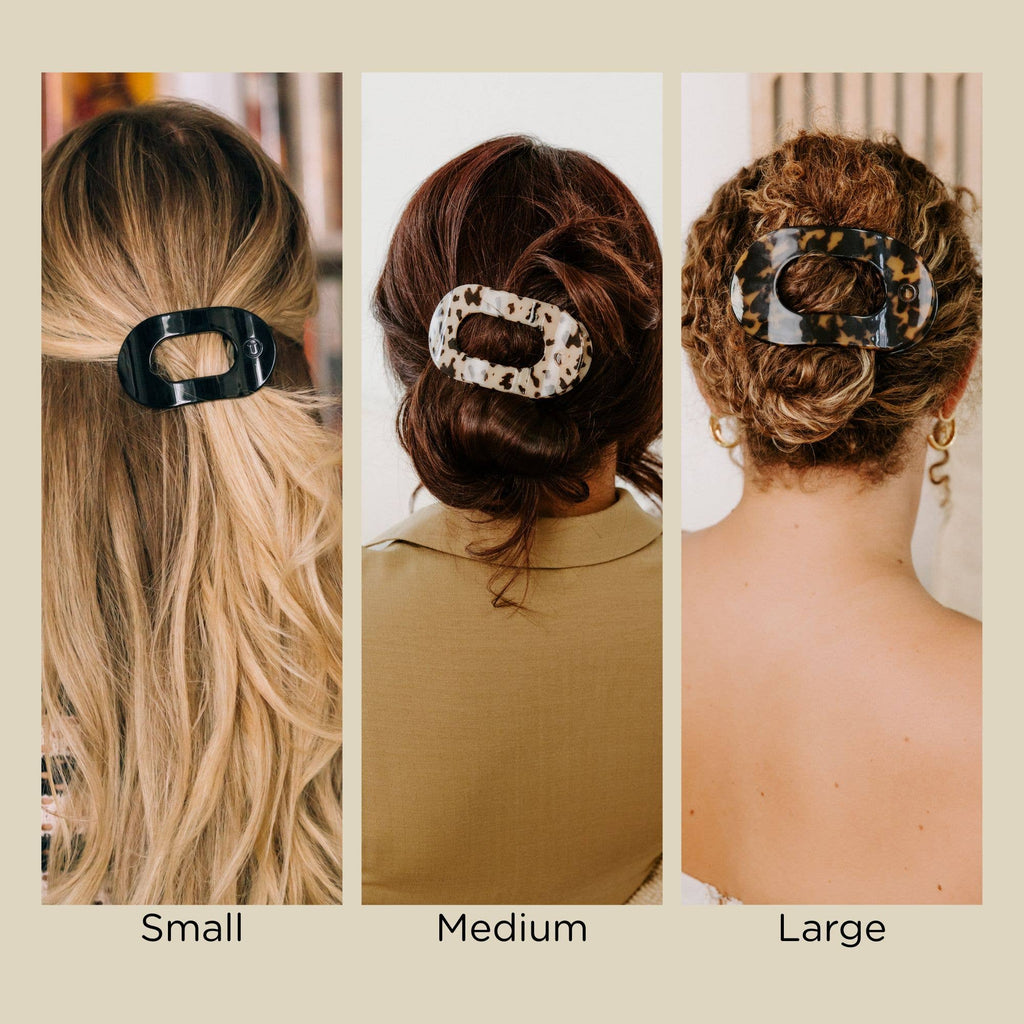TELETIES - Flat Round Hair Clip | Large | Truly Taupe Quilted