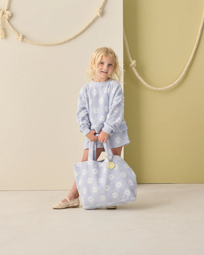RYLEE + CRU TERRY BEACH BAG - PERIWINKLE DAISY