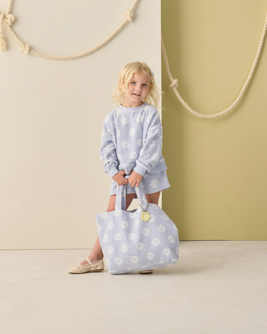RYLEE + CRU TERRY BEACH BAG - PERIWINKLE DAISY