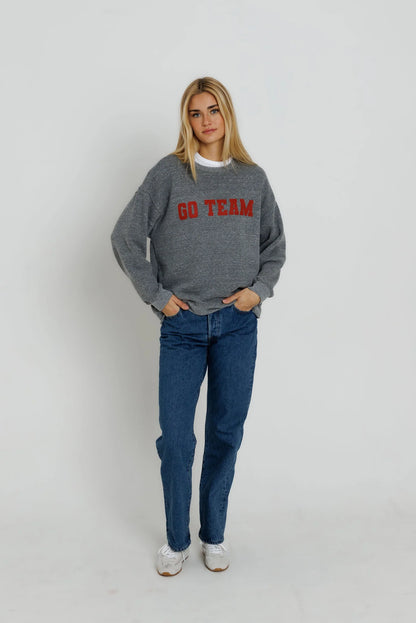 Sunny Somewhere - Go Team Oversized Crew Sweatshirt - Red