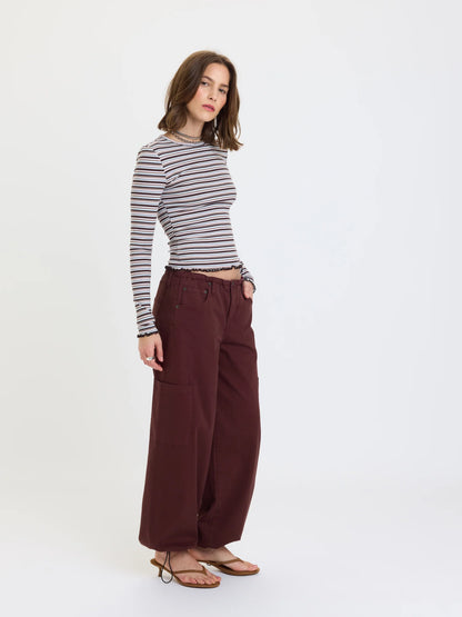 Daze Mirage Mid-Rise Cargo Harem Pants - Cherry Cola
