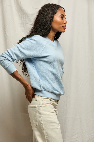 perfectwhitetee -  ziggy inside-out shrunken crewneck sweatshirt - powder blue