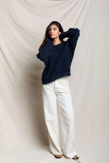 perfectwhitetee - ziggy inside out oversized sweatshirt - navy
