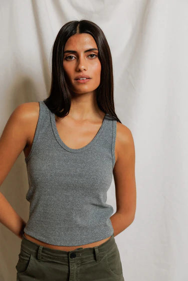 perfectwhitetee blondie rib tank - dark heather grey