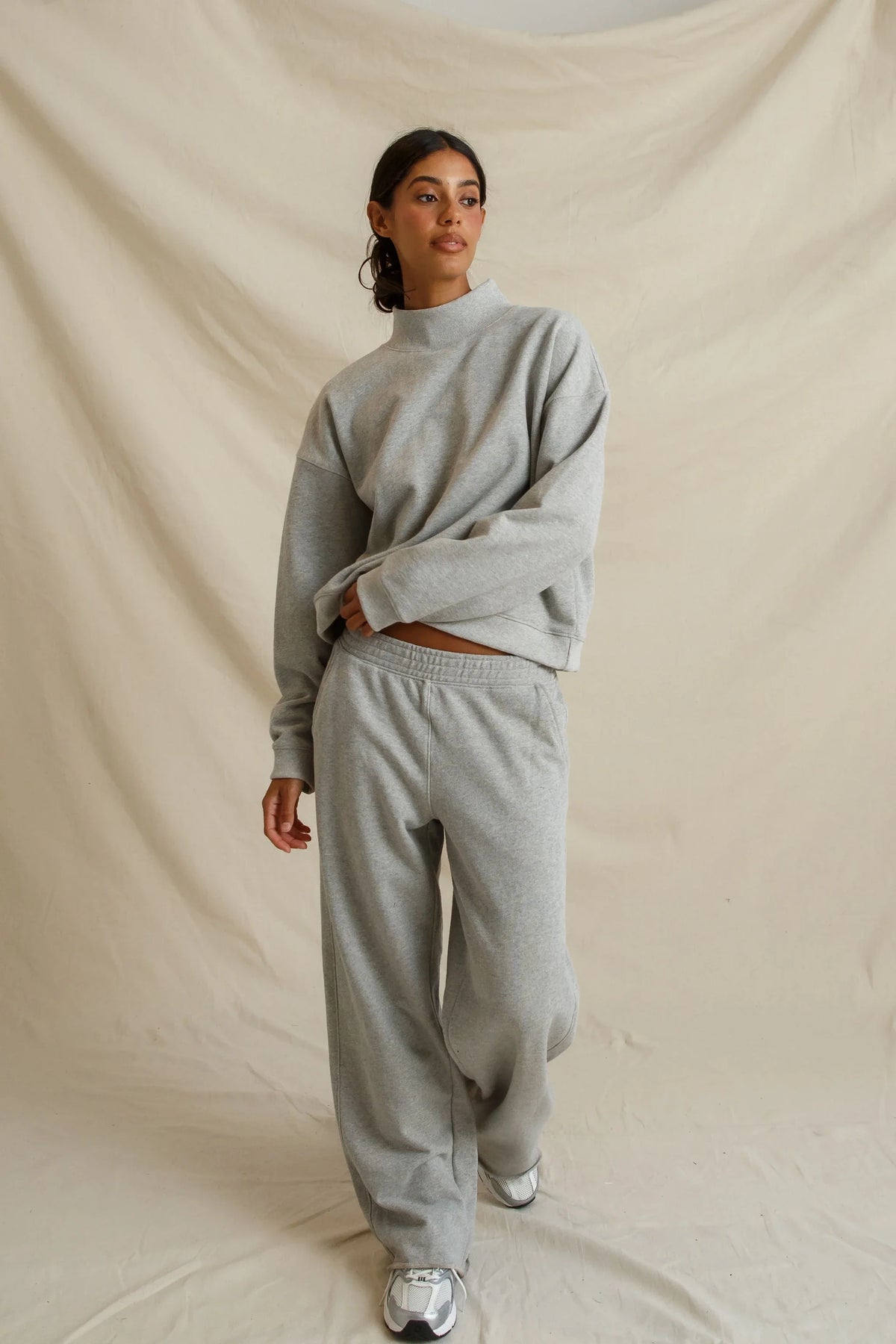 perfectwhitetee - leni french terry pull on pants with pockets - heather grey