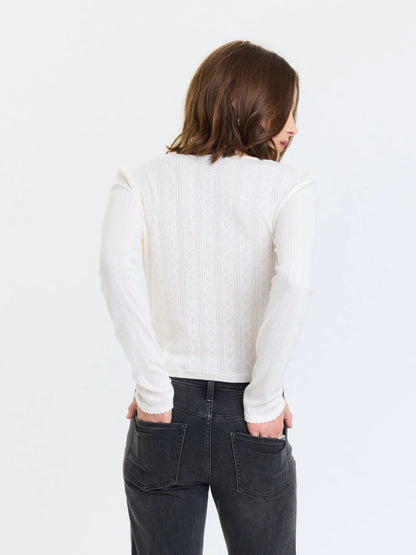 Daze Stargazer Pointelle Cardigan - Cloud Dancer