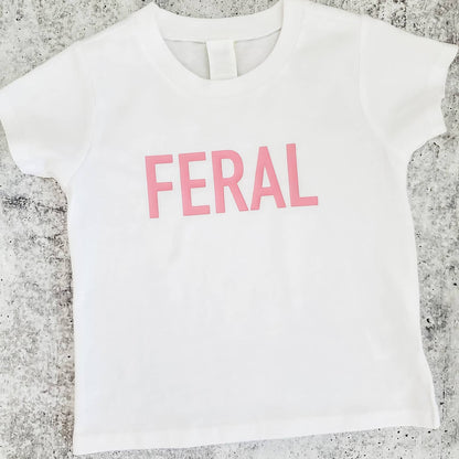 Salt and Sparkle - FERAL Funny Toddler Tee WHITE