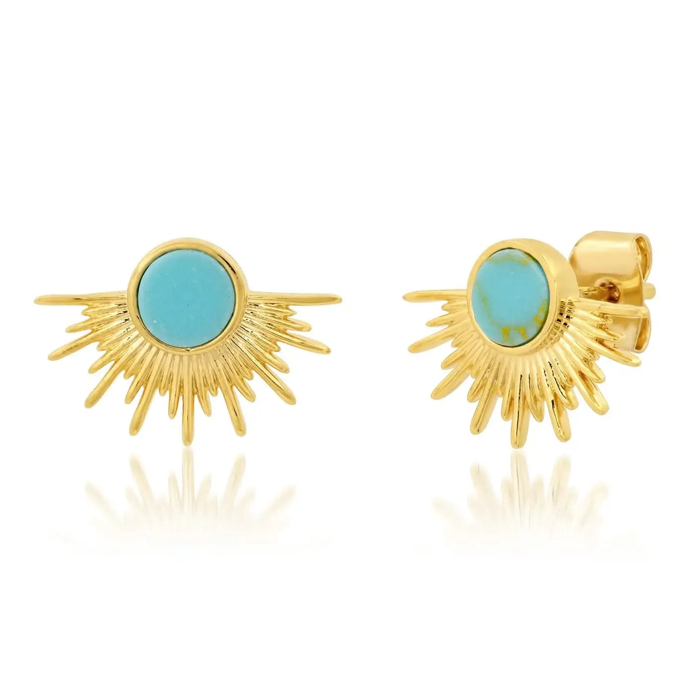 Tai Jewelry - Art Deco Starburst Stud with Turquoise Stone