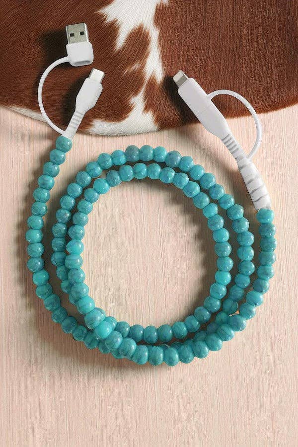 Nash Grey - Updated Turquoise Beaded Cord Phone Charger