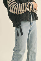 MIOU MUSE - TEDDY FABRIC UTILITY VEST JACKET
