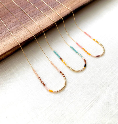 Ocean Breakup - Thin Beaded Necklace - Desert Collection