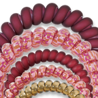 TELETIES - Spiral Hair Coils | Mixed Pack | Burgundy Bliss Hair Ties